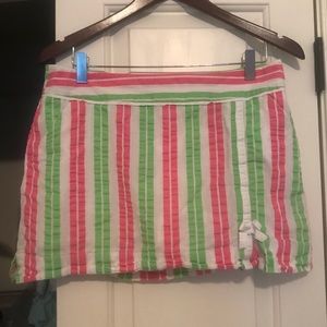 Lilly Pulitzer Pink Green Striped Seersucker Skort